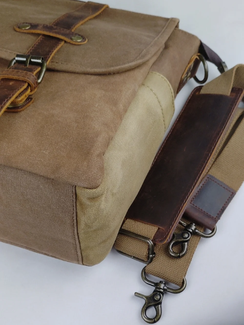 Newhey Men's Canvas And Leather Laptop Messanger Bag.